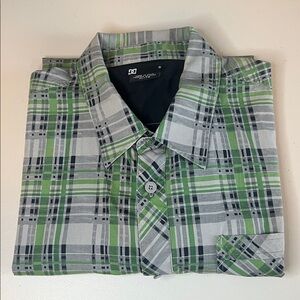 DC Casual Button Down Shirt Green/Gray Size XL